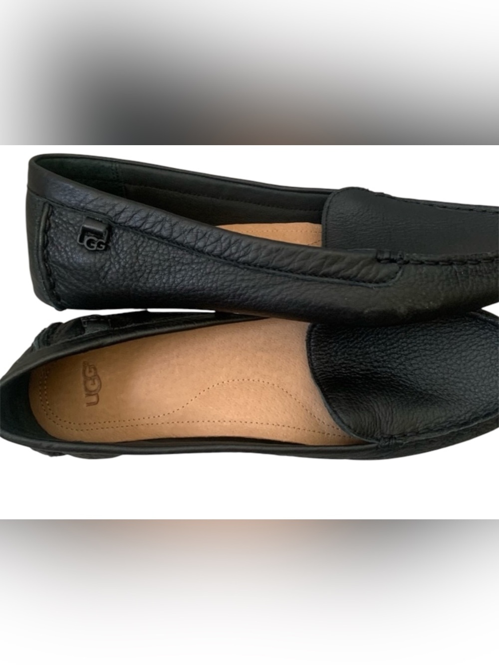 UGG Black Leather Moccasin-Style Loafers